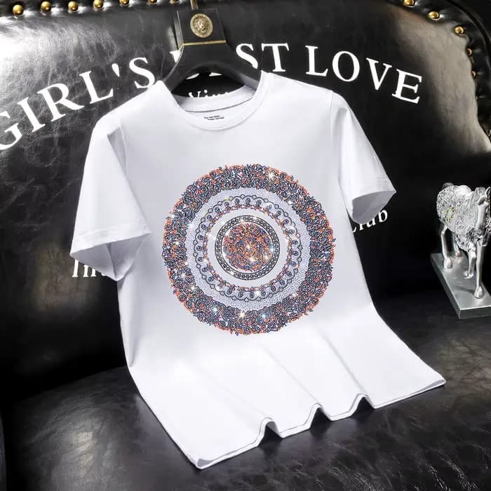 2025 Lion strass t-shirts hommes vêtements mode Streetwear Modal coton col rond manches courtes minc
