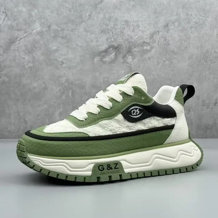 Chaussures Homme Tendance de Luxe en Cuir, Baskets Sportives Décontractées Style Papa, Semelle Épaisse Rehaussante, Collection Automne