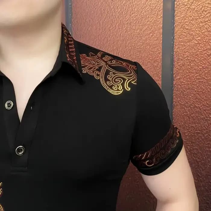 Luxe Laser imprimé T-shirt hommes été à manches courtes polos décontractés mode affaires Social Street Wear POLO t-shirts M-5XL