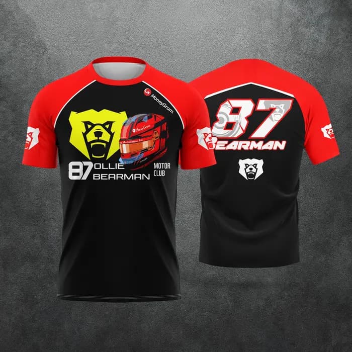 Nouveau T-shirt graphique décontracté unisexe pour fans de course 2026 Oliver Bearman 87 Ollie Motorsport – Collection été