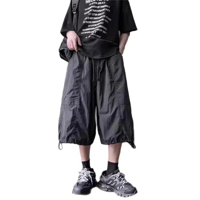 Shorts larges fonctionnels américains pour hommes, en soie glacée à séchage rapide, collection été 2026, modèle Dark Seven-point