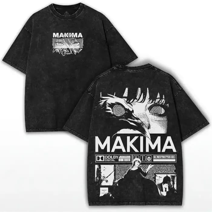 T-shirt Manga Chainsaw Man Makima pour Hommes et Femmes, T-shirt Vintage Lavé, Manches Courtes en Co