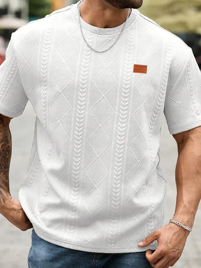 T-shirt jacquard à coupe classique pour homme