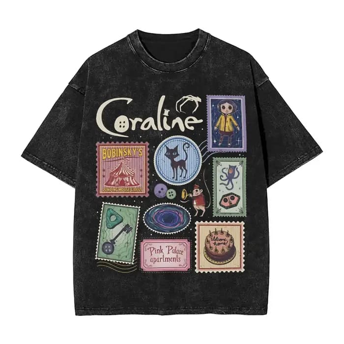 Coraline film Halloween T-Shirts pour hommes mode pur coton t-shirt col rond manches courtes