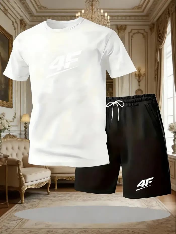 Ensemble deux pièces décontracté pour homme : T-shirt et short respirant à manches courtes