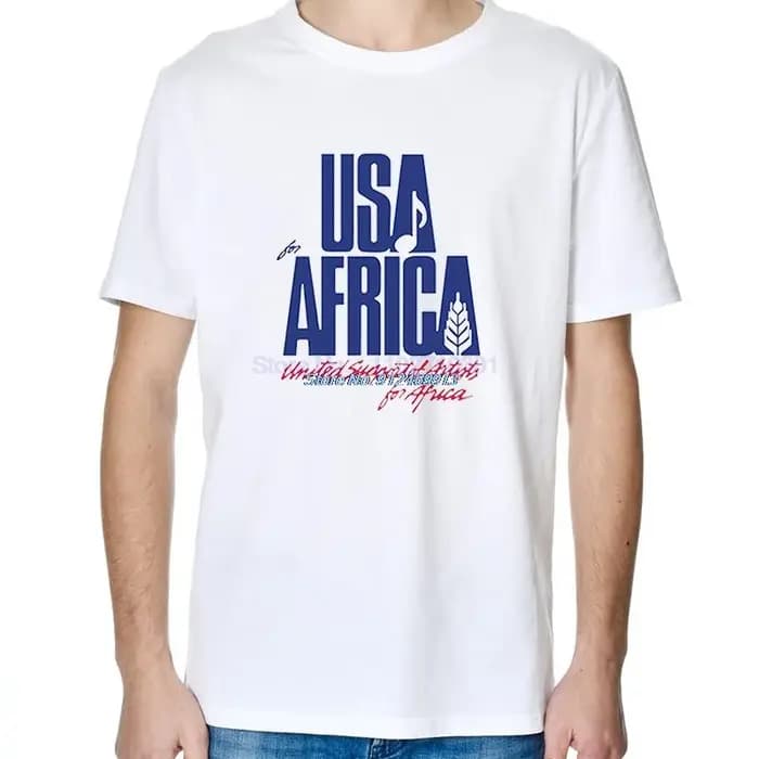 T-shirt graphique d'été pour hommes 'We Are the World' Anniversaire United Artists Imprimé Coton Manches Courtes Décontracté
