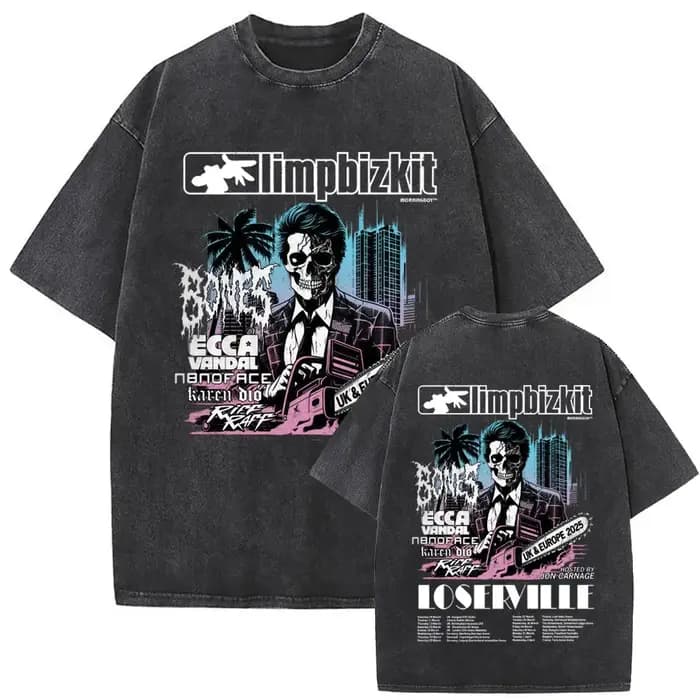 Y2k t-shirt hommes vêtements lavé Vintage groupe de Rock Limp Bizkit Album graphique 2025 hommes vêt