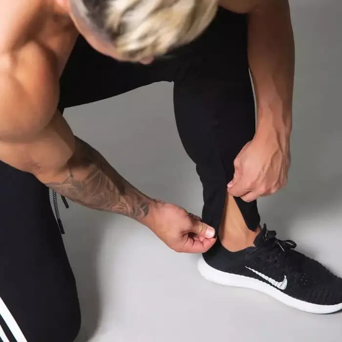 Hommes Joggers côté rayure pantalons de survêtement homme gymnastique entraînement Fitness coton pantalon mâle