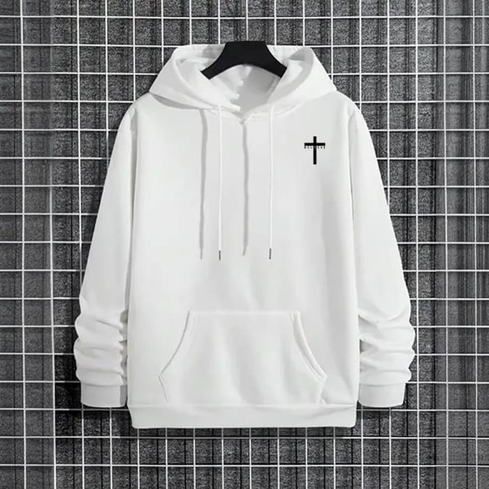 Sweat à capuche urbain pour hommes 2025, haute qualité, couleur unie, manches longues, décontracté, sportif, vêtements d'extérieur, imprimé croix de jésus