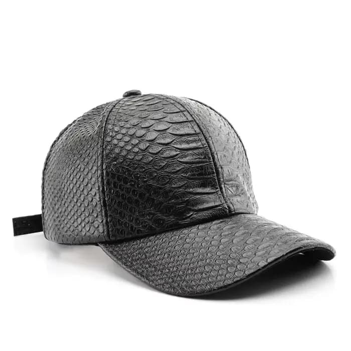 Casquette de baseball en cuir PU imitation crocodile style hip-hop urbain, idéale pour les tenues de
