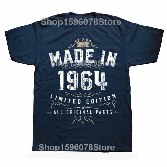 T-shirts drôles fabriqués en 1964 pour anniversaire, édition limitée 62, t-shirt surdimensionné déco