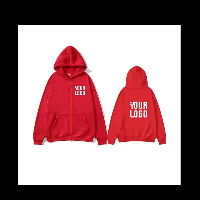 Sweat à capuche zippé de couleur unie | Veste à motif de texte personnalisable | unisexe