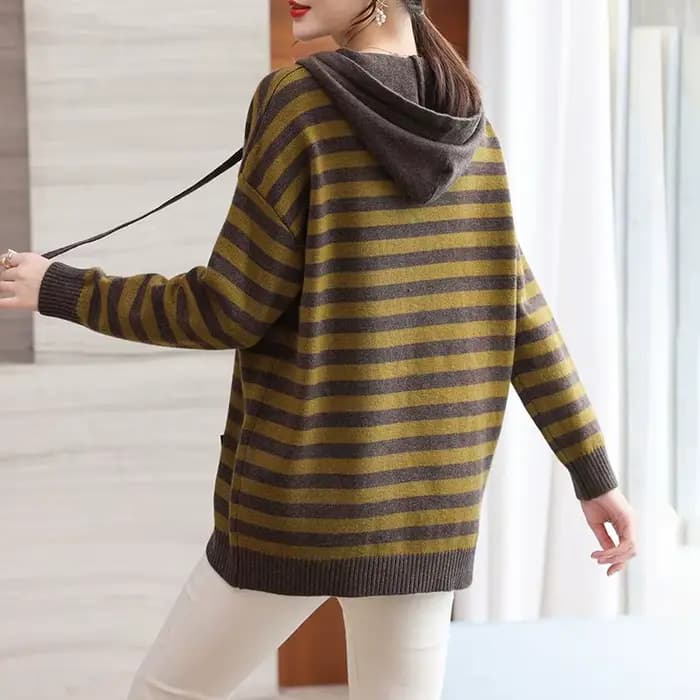 Sweat-shirt à capuche rayé pour femmes
