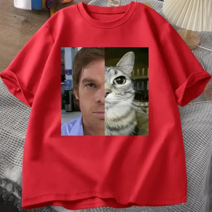 Dexter Morgan chat T-shirts drôle à manches courtes col rond T-shirt unisexe mode Harajuku Kawaii