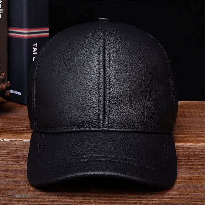 Casquette de baseball en cuir véritable pour hommes