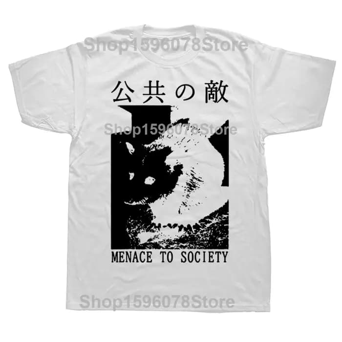 Funny Menace To Society Opossum graphique t-shirts hommes pur coton Humor Streetwear t-shirt à manch