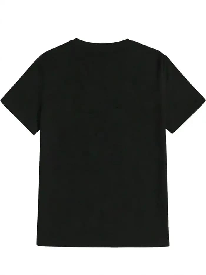 T-Shirt noir à manches courtes et col rond pour hommes