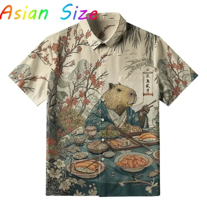 2025 nouvelles chemise hawaïenne Anime Capybara pour hommes drôle Capybaras impression 3D revers simple bouton plage Hawaii chemises unisexe Y2k Camisa