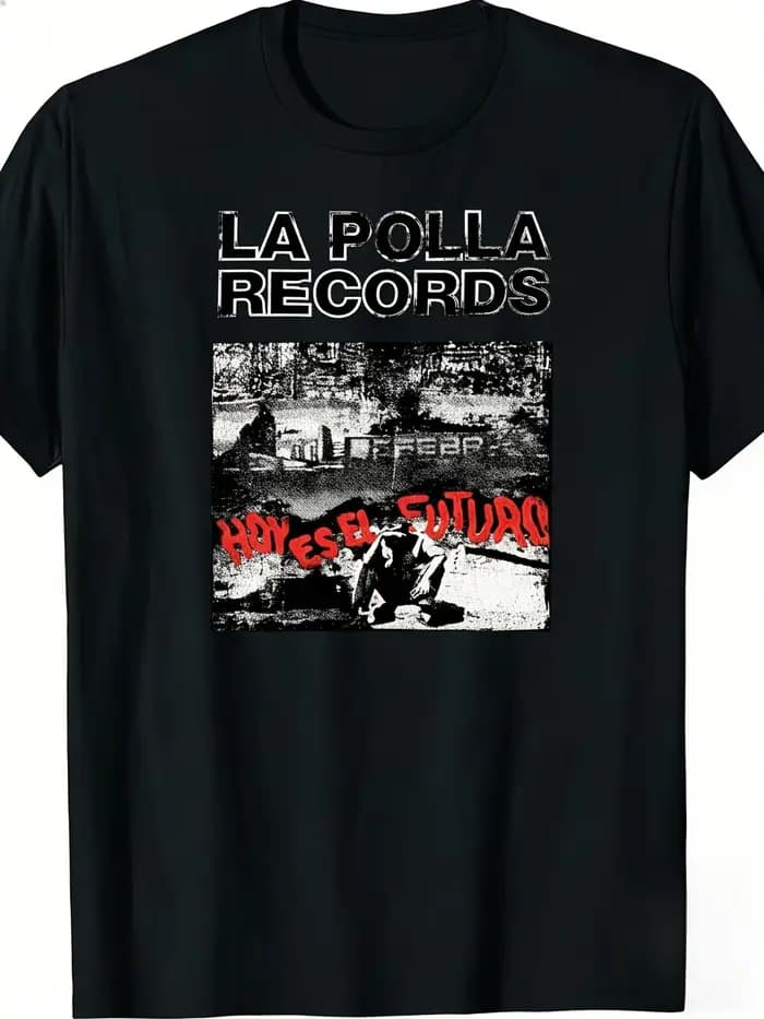 Groupe punk espagnol rétro des années 90 La Polla Re Records | T-shirt décontracté à col rond pour le printemps et l'été