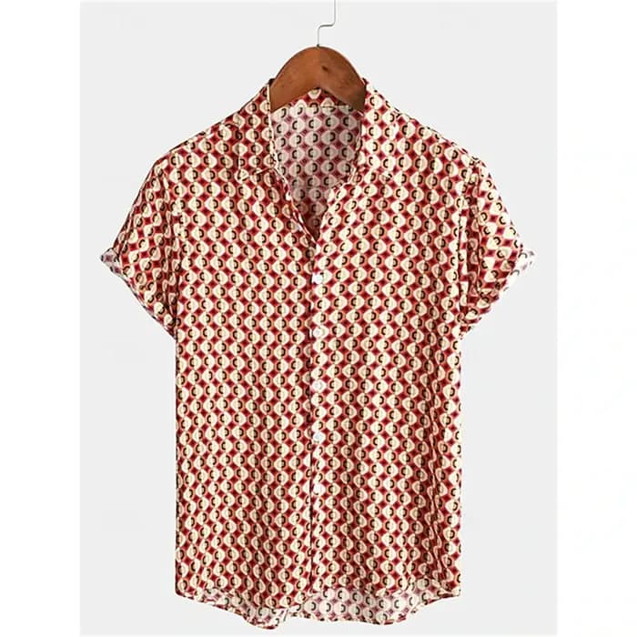 Chemise à manches courtes pour hommes, rétro classique des années 70, décontractée, avec boutons à r