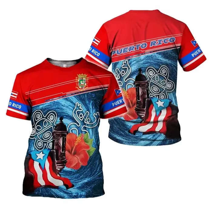 Porto Rico drapeau graphique T-shirt hommes 3d imprimé