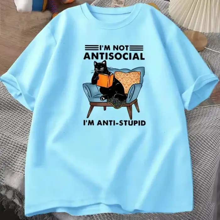 Chat drôle livre de lecture T-Shirts graphiques T-Shirts coton hommes vêtements col rond Meme manche