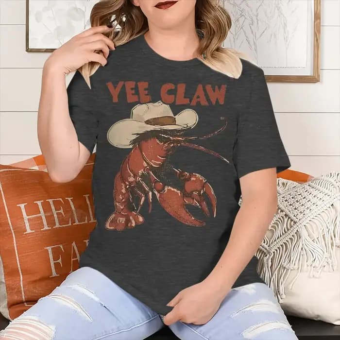 T-shirt unisexe tendance « Yee Claw » vintage à motif homard