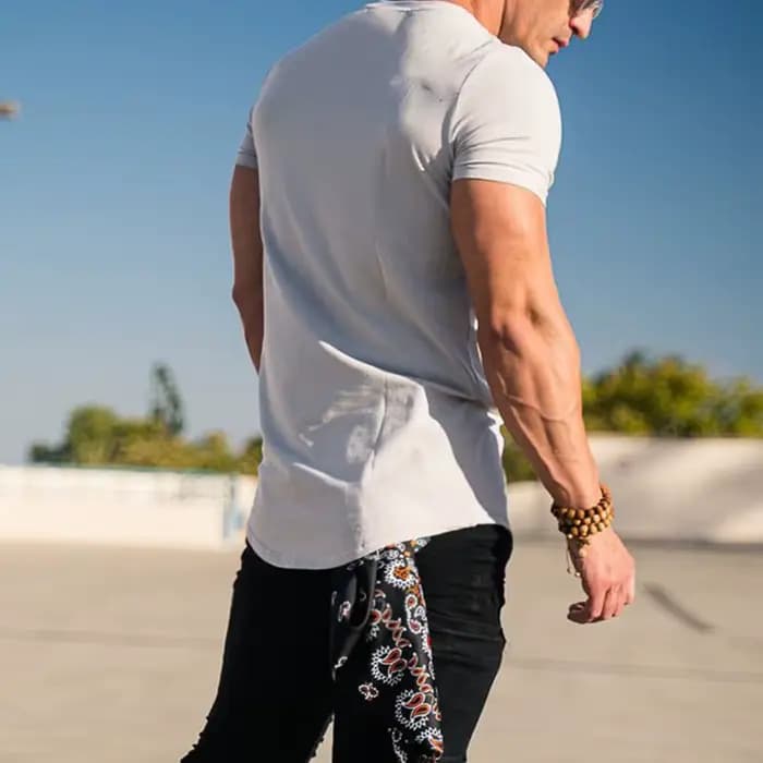 Sport Fitness T-shirt hommes musculation à manches courtes chemise d'entraînement entraînement