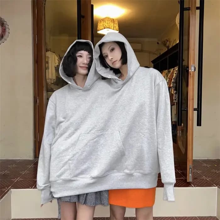 Hommes femmes deux personnes laid sweat à capuche intime ample solide