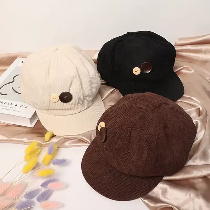 RICYGVM – casquette octogonale en velours côtelé pour femmes