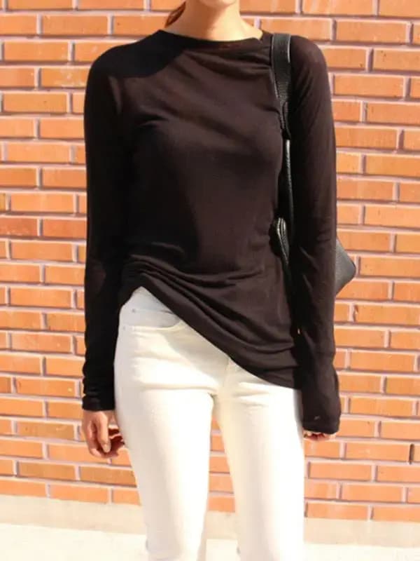 T-shirt sexy à manches longues pour femme