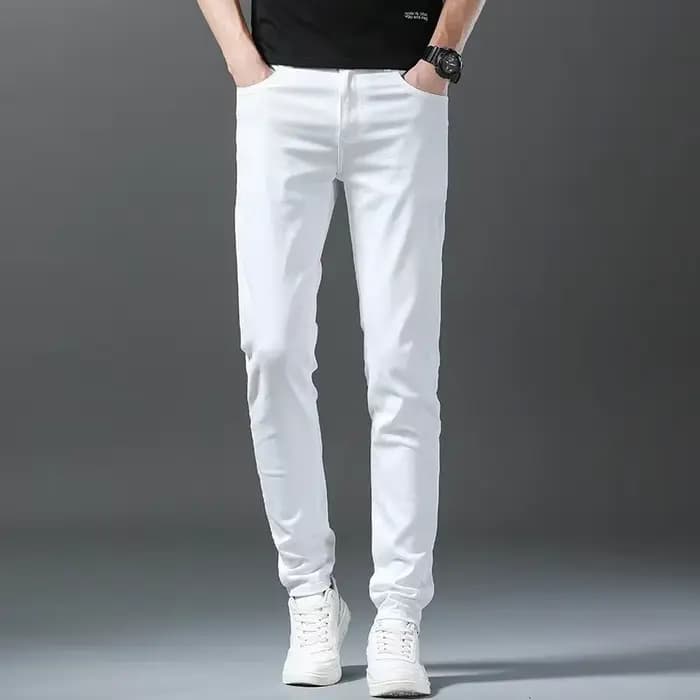 2025 printemps été nouveau 98% coton hommes Slim jean droit décontracté mode crayon pantalon haute q