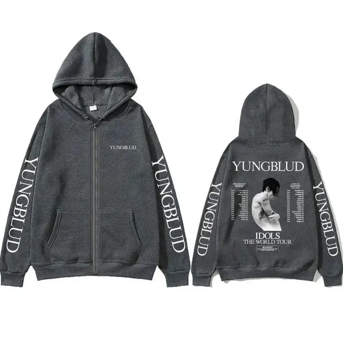 Yungblud IDOLS The World Tour 2025 sweat à capuche avec fermeture éclair Fans cadeau hommes femmes Hip Hop sweat à capuche zippé mâle surdimensionné veste polaire décontractée