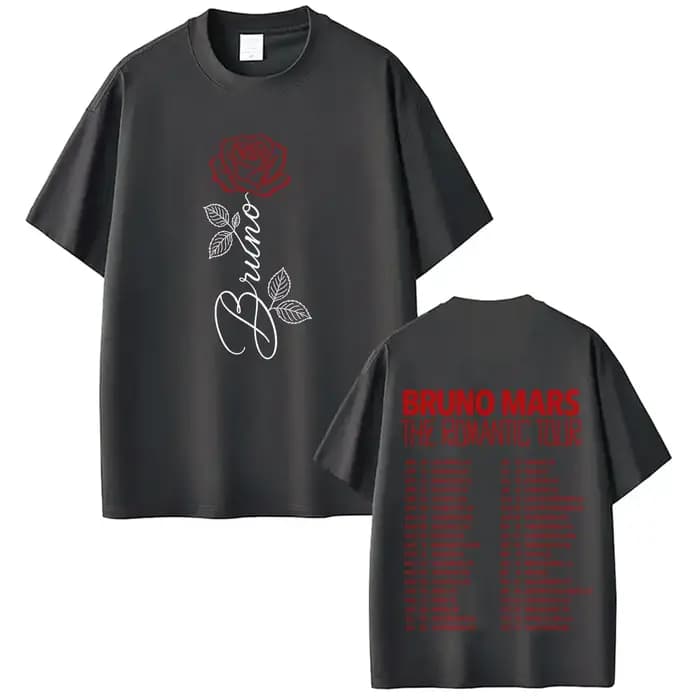 Bruno Mars The Romantic Tour 2026 T-shirt imprimé pour homme et femme