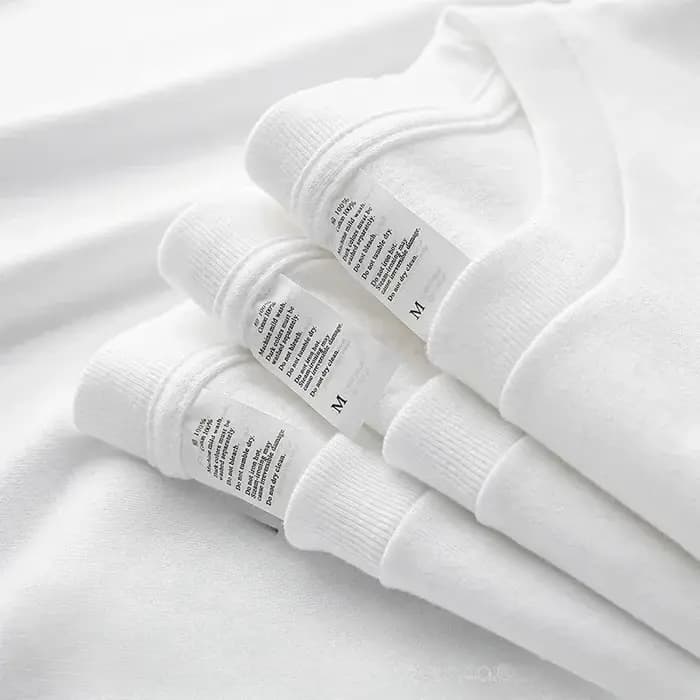 T-shirt à manches longues en pur coton robuste, 300g, haut blanc en peluche, couche de Base épaisse