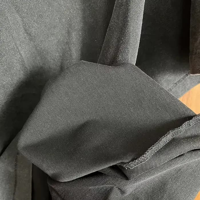 T-shirt Noir Délavé à Manches Courtes et Col Rond pour Homme et Femme