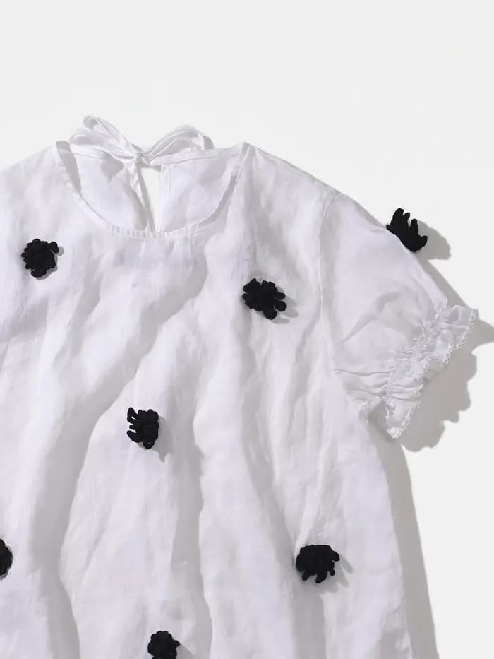 Chemise décontractée en lin blanc pour femmes
