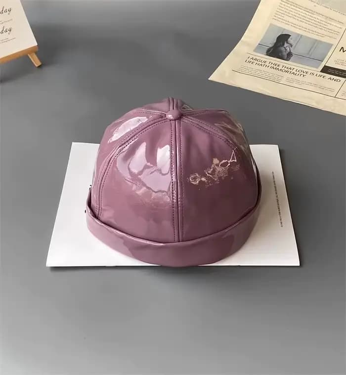 Casquette béret en faux cuir pu pour hommes et femmes