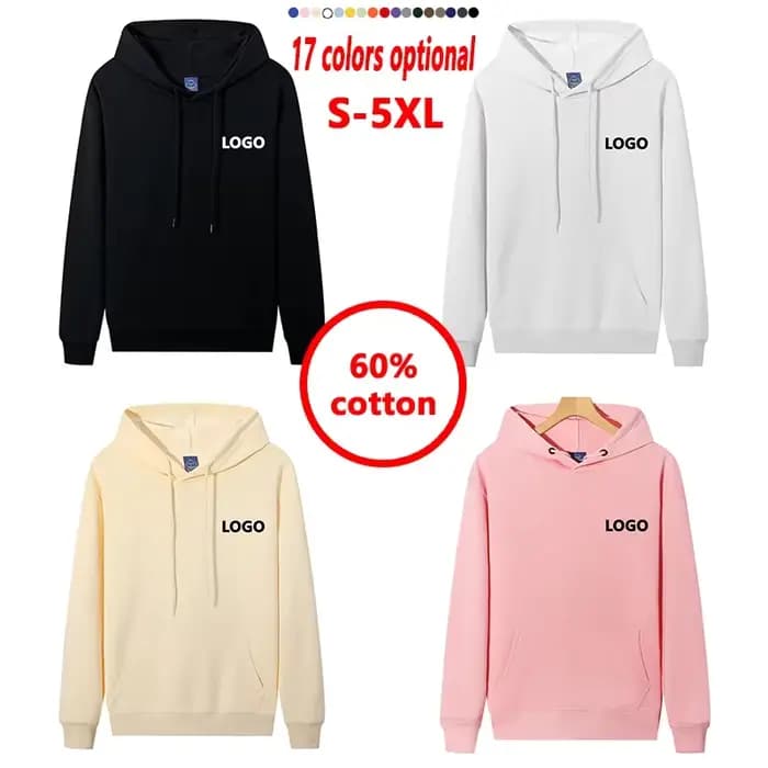 Sweat à capuche personnalisé 60% coton pour hommes et femmes