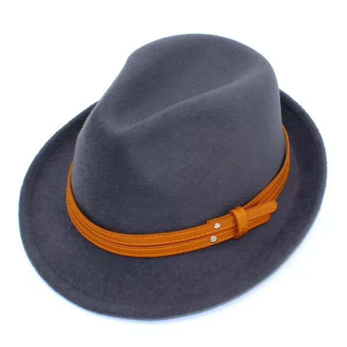 Fedora chapeaux Cowboy chapeau laine casquettes Trilby cuir ceinture Fedoras
