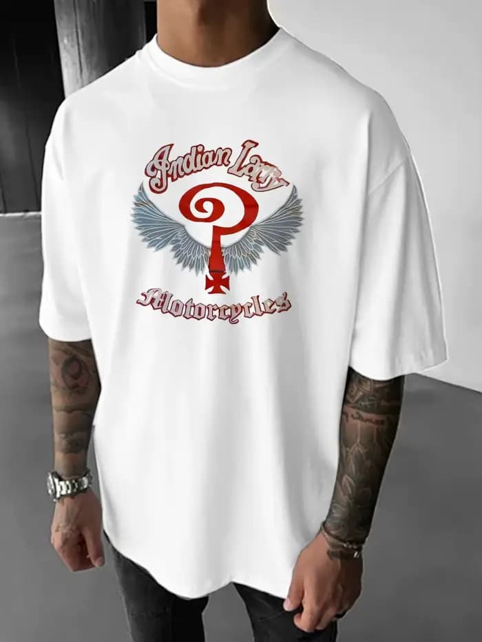 T-shirt avec logo Indian Larry Motorcycles Wingspan imprimé, adapté au sport