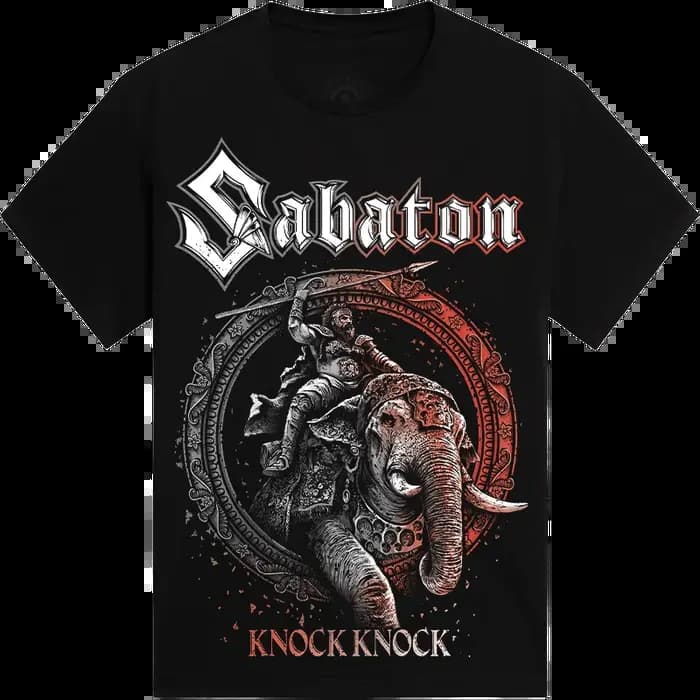 Sabaton Knock Knock Hannibal Ad Portas T-shirt double face avec image d'ensemble de groupe de Power Metal, t-shirt unisexe en coton à manches courtes