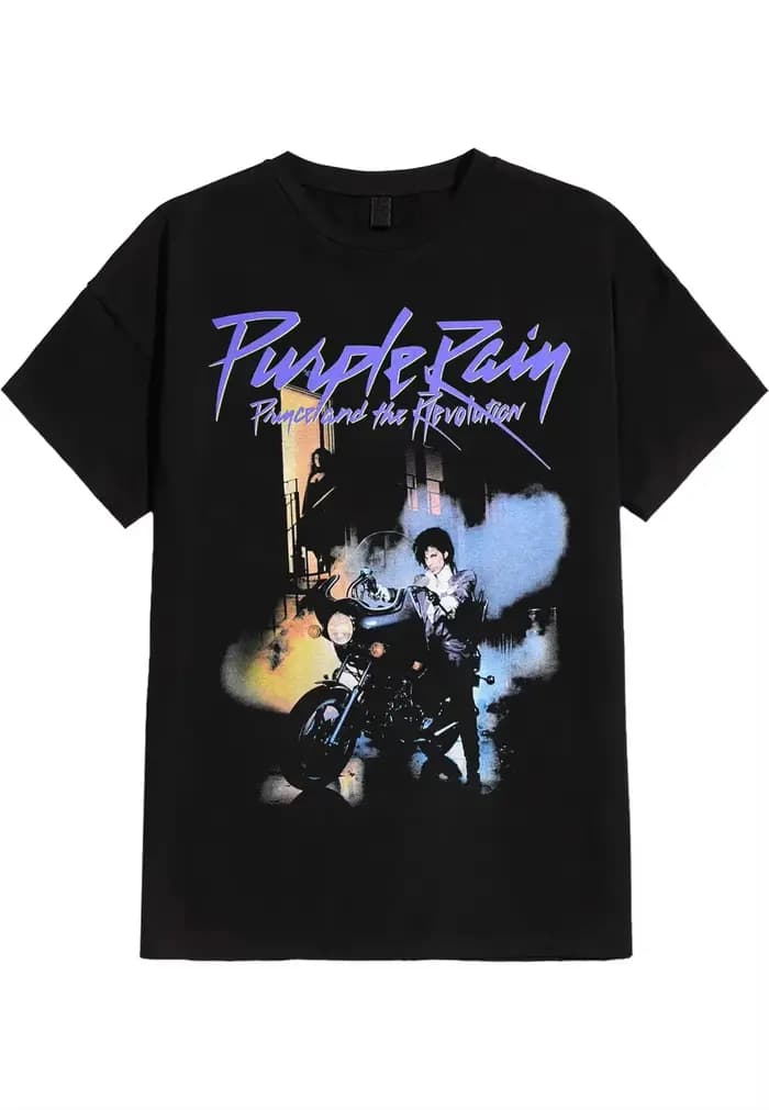 T-shirt unisexe Prince Purple Rain à motif rétro imprimé 100% coton, nouvelle mode été 2026, coupe a