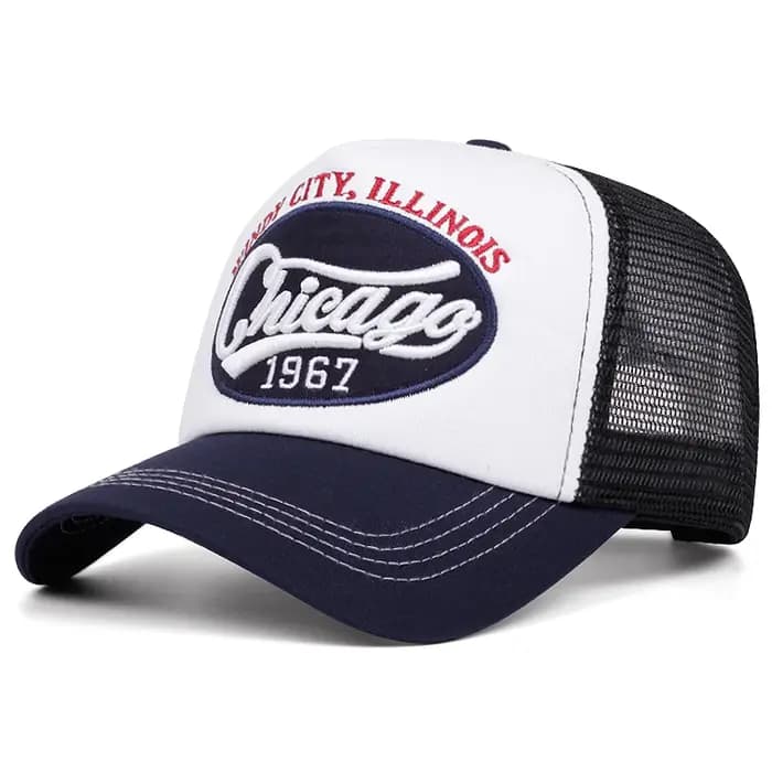 Casquette de baseball en éponge brodée avec lettres Chicago 1967