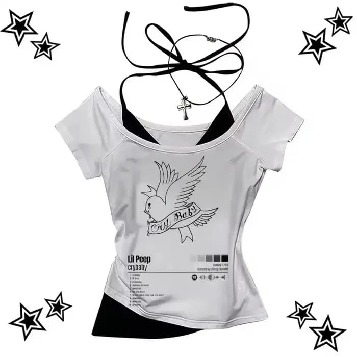 Lil Peep t-shirt femme psychédélique années 2000 Pop Culture kawaii chemise confortable hip hop resp