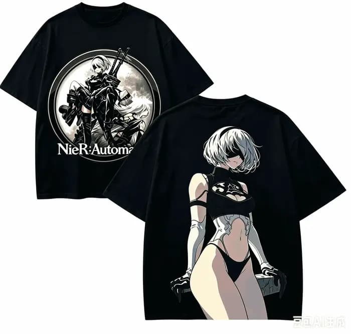 T-shirt Nier Automata pour amoureux de l'anime, en coton Harajuku, nouveau modèle, mode rétro, surdimensionné, unisexe, respirant, de haute qualité