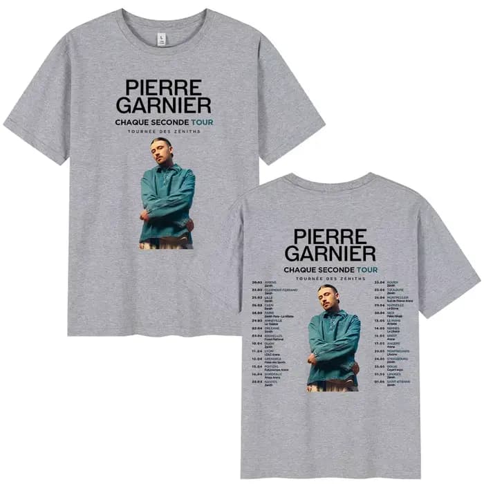 Pierre Garnier Chaque Seconde 2025 Tour Merch T-shirts Hip Hop mode Vintage T-shirt hommes à manches courtes coton