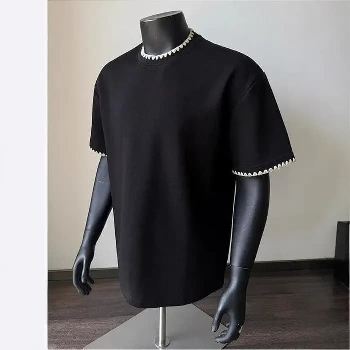 T-shirt à manches courtes pour homme avec empiècements aux épaules et petit encolure