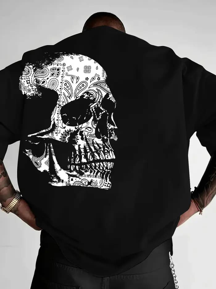 T-shirt homme été 2026 à motif tête de mort