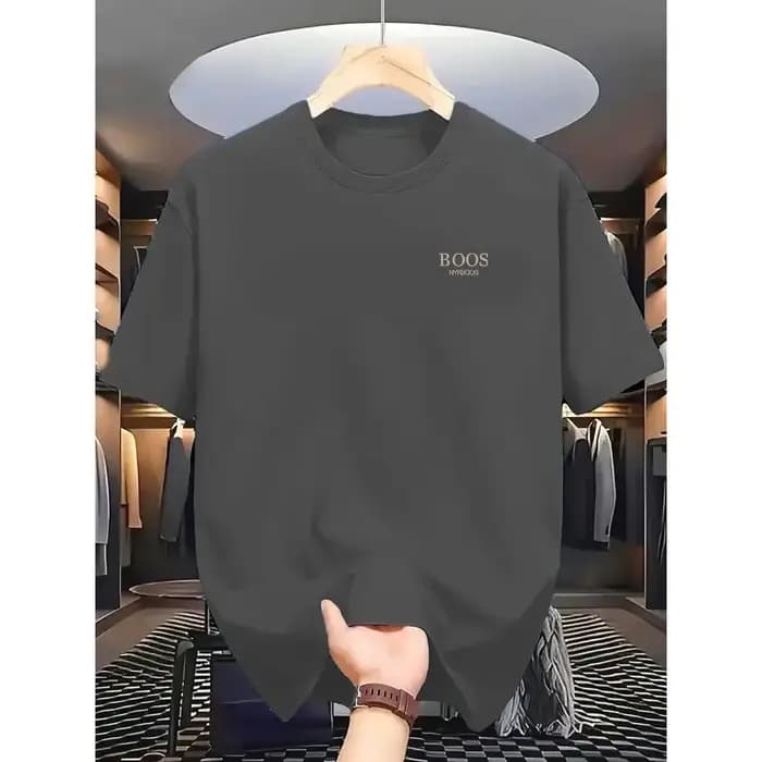 T-shirt pour homme à manches courtes avec lettres BOOS imprimées dans un style simple